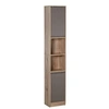 Image de Meuble colonne rangement salle de bain style cosy dim. 30L x 24l x 170H cm 2 portes étagère 2 niches chêne clair gris