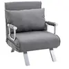 Image de Fauteuil chauffeuse canapé-lit convertible 1 place déhoussable grand confort coussin pieds accoudoirs métal lin gris clair