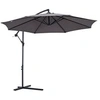 Image de Parasol déporté octogonal inclinable manivelle pied acier Ø 3 x 2,5H m gris