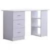 Image de Bureau informatique table multi-fonctions 3 tiroirs 2 étagères dim. 120L x 49l x 72H cm MDF blanc