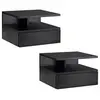 Image de Lot de 2 tables de chevet murales - lot de 2 tables de nuit - tiroir coulissant, niche et plateau - panneau particules noir