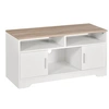 Image de Meuble TV Banc TV en Bois Grand Espace de Rangement avec 2 Compartiments Ouverts 2 Armoires à Porte Une Armoire Ouverte 105 x 40 x 52 cm Blanc