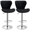 Image de Lot de 2 tabourets de bar design contemporain hauteur d'assise réglable 59-81 cm pivotant 360° lin noir