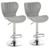 Image de Lot de 2 tabourets de bar design contemporain hauteur d'assise réglable 59-81 cm pivotant 360° lin gris