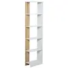 Image de Bibliothèque Etagère de Rangement avec 5 Compartiments Ouverts Design Simple Moderne Idéale pour Salon Chambre Bureau 45 x 21 x 170 cm Blanc et Chêne