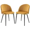 Image de Chaises de visiteur design scandinave - lot de 2 chaises - pieds effilés métal noir - assise dossier ergonomique velours moutarde