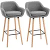Image de Tabourets de bar design scandinave - lot de 2 tabourets de bar grand confort avec repose-pieds et accoudoirs - bois de hêtre lin gris chiné