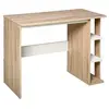 Image de Bureau informatique multimédia dim. 100L x 44l x 74H cm 3 étagères latérales panneaux particules E1 chêne clair blanc