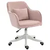 Image de Chaise de bureau velours fauteuil bureau massant coussin lombaire intégré hauteur réglable pivotante 360° rose poudré