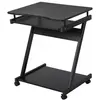 Image de Bureau informatique roulant - bureau mobile - table d'ordinateur - tablette coulissante clavier + étagère - noir