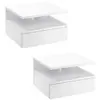 Image de Lot de 2 tables de chevet murales - lot de 2 tables de nuit - tiroir coulissant, niche et plateau - panneau particules blanc