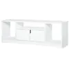 Image de Meuble TV banc TV design contemporain - 3 niches, placard double porte - dim. 120L x 30l x 41H cm - panneaux particules blanc