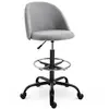 Image de Chaise de bureau assise haute réglable 103-123H cm pivotant 360° lin gris