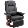 Image de Fauteuil relax inclinable repose-pieds réglable pivotant 360° piètement bois revêtement PU noir