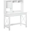 Image de Bureau bibliothèque 2 en 1 - 3 niches 4 espaces de rangement - panneaux particules métal blanc