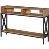 Image de Table Console Table d'Entrée Industriel Multi-rangements 120 x 23,5 x 75 cm Bois Noyer