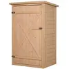 Image de Armoire abri de jardin remise pour outils - grande porte verrouillable loquet - 2 étagères - toit bitumé incliné bois de sapin pré-huilé