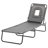 Image de Bain de soleil pliable transat inclinable 4 positions chaise longue de lecture 3 coussins fournis gris