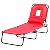 Image de Bain de soleil pliable transat inclinable 4 positions chaise longue de lecture 3 coussins fournis rouge
