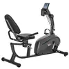 Image de Vélo d'appartement semi-allongé magnétique écran LCD multifonction selle réglable 2 bandes résistance acier noir