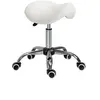 Image de Tabouret de massage tabouret selle ergonomique pivotant 360° hauteur réglable revêtement synthétique blanc chromé