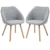 Image de Chaises de visiteur design scandinave - lot de 2 chaises - pieds effilés bois hêtre - assise dossier accoudoirs ergonomiques lin gris