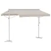 Image de Store double pente manuel rétractable inclinaison réglable acier époxy blanc polyester imperméabilisé anti-UV beige dim. 3L x 2,95l x 2,6H m