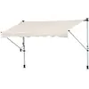 Image de Store banne manuel rétractable 4L x 1,2l m inclinaison et hauteur réglable installation rapide métal alu polyester anti-UV crème