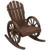 Image de Fauteuil de jardin Adirondack à bascule rocking chair style rustique chic accoudoirs roues charette bois sapin traité carbonisation
