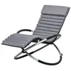 Image de Chaise longue à bascule pliable design contemporain avec matelas revêtement aspect daim métal textilène gris noir