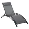 Image de Bain de soleil transat design contemporain inclinable multi-positions tétière amovible incluse alu textilène gris