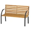 Image de Banc de jardin 2 places style rural chic assise dossier à lattes bois naturel lasuré châssis acier époxy noir