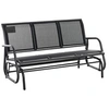 Image de Banc à bascule de jardin 3 places design contemporain grand confort accoudoirs assise et dossier ergonomique acier textilène noir