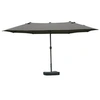 Image de Parasol de jardin XXL dim. 4,6L x 2,7l x 2,4H m ouverture fermeture manivelle pied & contrepoids inclus acier polyester haute densité gris