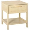 Image de Table de chevet tiroir et étagère cannage en rotin dim. 40L x 40l x 48H cm MDF aspect bois clair
