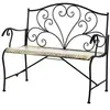 Image de Banc de jardin 2 places style néo-rétro fer forgé lignes fuselées métal noir doré effet vieilli