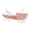 Image de Hamac de voyage portable style hippie chic toile de hamac dim. 2L x 1l m coton polyester rouge crème rayé