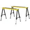 Image de Lot de 2 tréteaux pliables telescopiques poignée transport dim. 100L x 49l x 62-89,5H cm surface antidérapante métal noir jaune