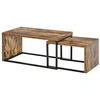 Image de Lot de 2 tables basses gigognes design industriel encastrable dim. grande table 90L x 48l x 42H cm métal noir aspect vieux bois