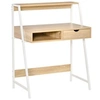Image de Bureau secrétaire bureau informatique style néo-rétro tiroir niche étagère métal blanc aspect chêne clair