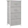 Image de Chiffonnier meuble de rangement dim. 45L x 30l x 92H cm 4 tiroirs non-tissés gris structure métal blanc plateau MDF bois clair