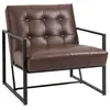 Image de Fauteuil lounge Chesterfield assise dossier capitonnés structure métal noir revêtement synthétique chocolat