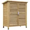 Image de Armoire de jardin abri jardin remise pour outils sur pied dim. 87L x 46l x 96H cm étagère portes persiennes toit bitumé bois sapin autoclave vert
