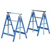 Image de Lot de 2 tréteaux pliables télescopiques hauteur réglable 80-130 cm bleu