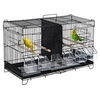 Image de Cage à oiseaux dim. 59,5L x 29,8I x 35,3H cm mangeoires perchoirs 4 portes plateau excrément amovible + poignée transport métal PP noir