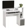 Image de Bureau informatique multimédia étagères tablette clavier panier gris panneaux particules blanc
