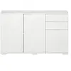 Image de Commode buffet de rangement 2 tiroirs coulissants 3 portes étagère réglable panneaux de particules 117 x 36 x 74 cm blanc
