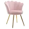 Image de Chaise coquillage chaise design pieds métal dorés effilés velours rose poudré