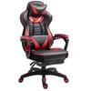 Image de Fauteuil de bureau gamer style baquet racing - pivotant, inclinable - coussin lombaire, tétière, repose-pieds inclus - revêtement synthétique rouge