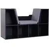 Image de Bibliothèque banc 2 en 1 design contemporain 6 casiers 3 coussins fournis 102L x 30l x 61H cm noir gris